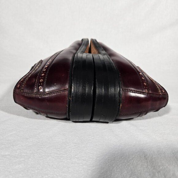 USA Vintage NETTLETON Old Stock Burgundy LEATHER Wingtip Oxford Shoes Size 12 D. - Picture 10 of 17